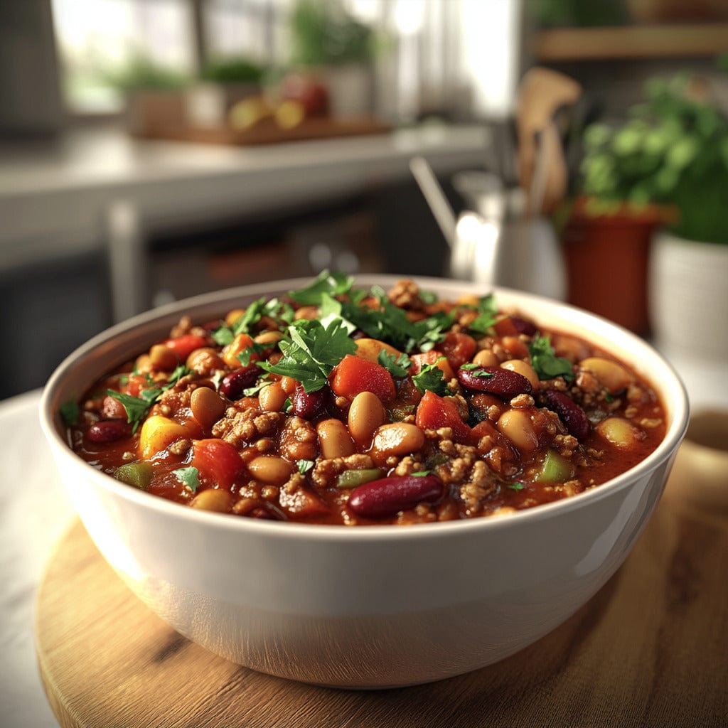 easyChef Pro Hearty Vegan Chili with Textured Protein and Stewed Tomatoes