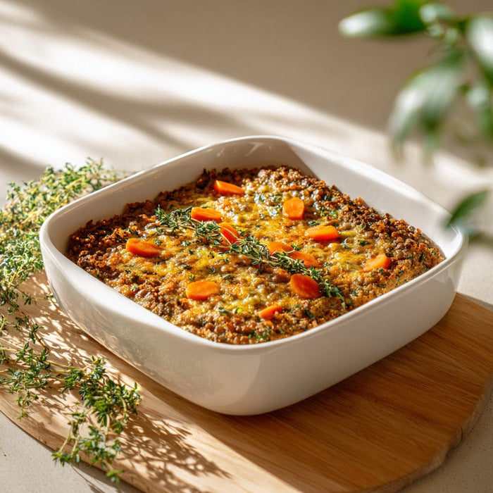 easyChef Pro Herb-Crusted Cheddar Lentil Bake