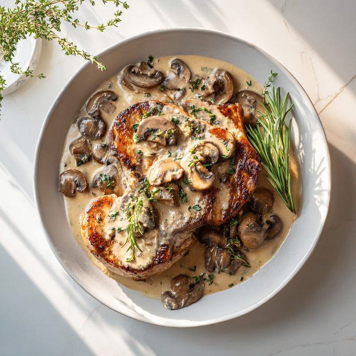 easyChef Pro Herb-Crusted Pork Chop Casserole with Mushroom Sauce