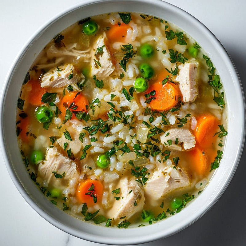 easyChef Pro Herb-Infused Chicken and Rice Soup with Garden Fresh Vegetables