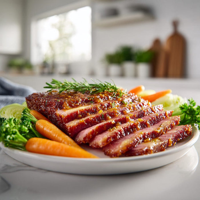 easyChef Pro Herb-Infused Corned Beef Brisket with Carrots and Cabbage