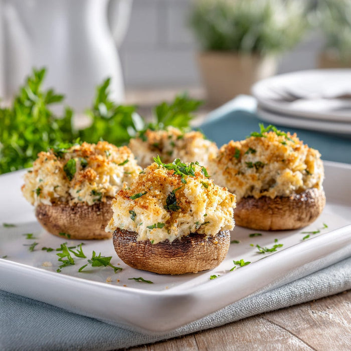 easyChef Pro Herb-Infused Crab-Stuffed Mushrooms with Crispy Breadcrumb Topping