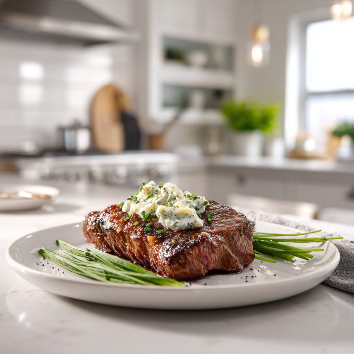 easyChef Pro Herb-Infused Flat Iron Steak with Blue Cheese-Chive Butter