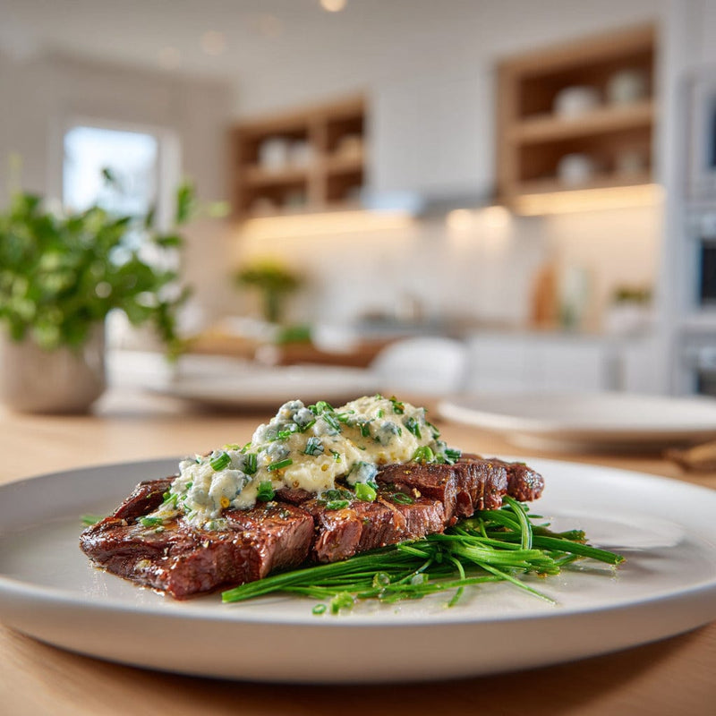 easyChef Pro Herb-Infused Flat Iron Steak with Blue Cheese-Chive Butter