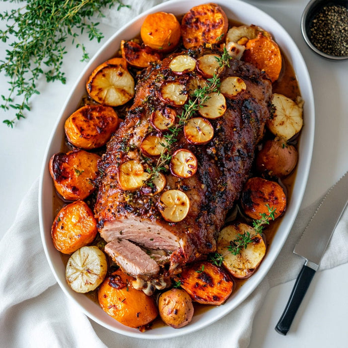 easyChef Pro Herb-Infused Garlic Pork Roast with Cider Glaze