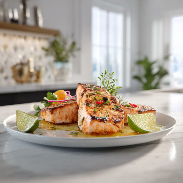 easyChef Pro Herb-Infused Grilled Salmon Steaks with Citrus Twist