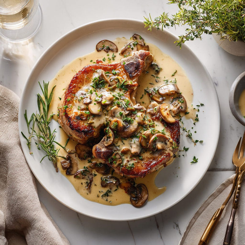 easyChef Pro Herb-Infused Pork Chops with Mushroom Gravy