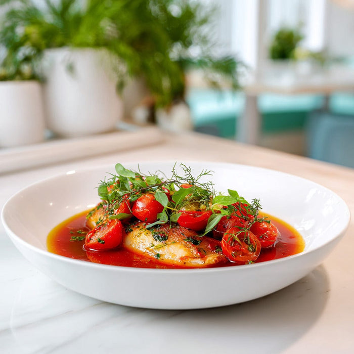 easyChef Pro Herb-Infused Sole with Tomato-Leek Wine Sauce