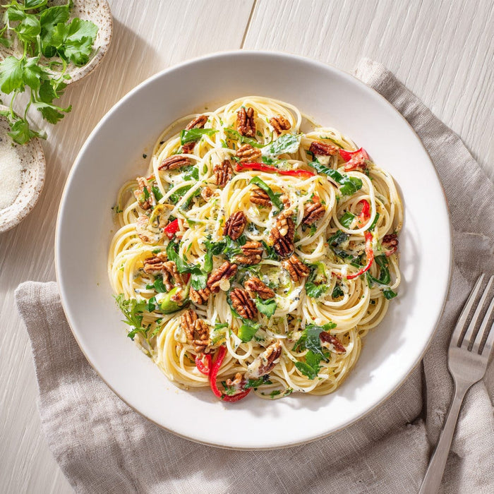 easyChef Pro Herb-Infused Spaghetti Salad with Jarlsberg and Toasted Pecans