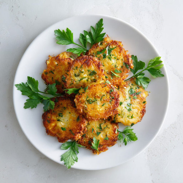 easyChef Pro Herb-Infused Vegetable and Feta Latkes with a Crispy Golden Finish