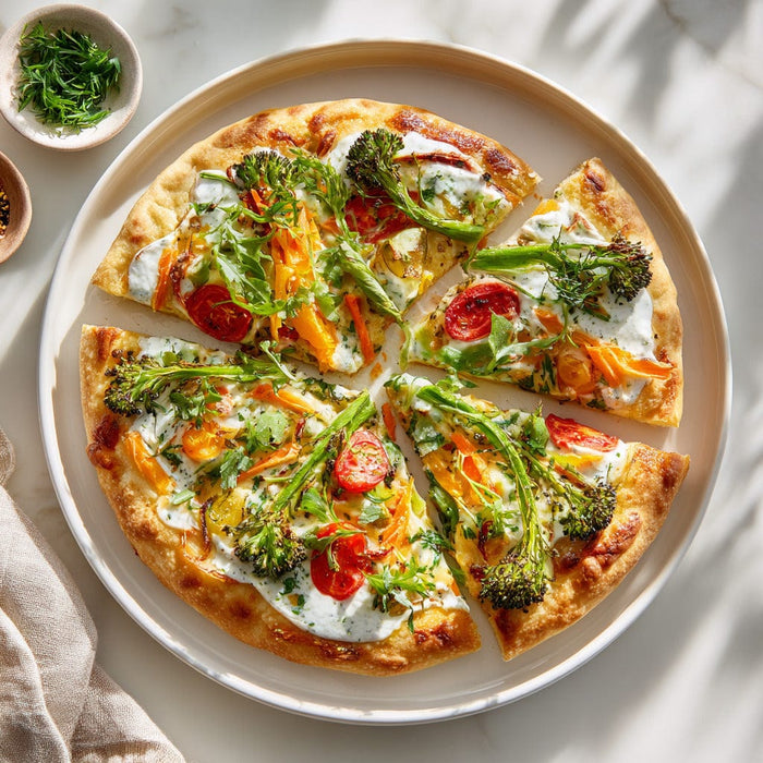 easyChef Pro Herb-Infused Vegetable Pizza with Ranch Spread