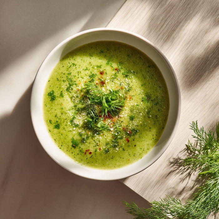 easyChef Pro Herb-Infused Zucchini Summer Soup with Parmesan Finish