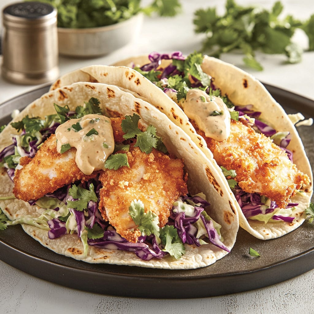 easyChef Pro Honey-Cumin Tilapia Tacos with Chipotle Mayo and Cilantro Slaw