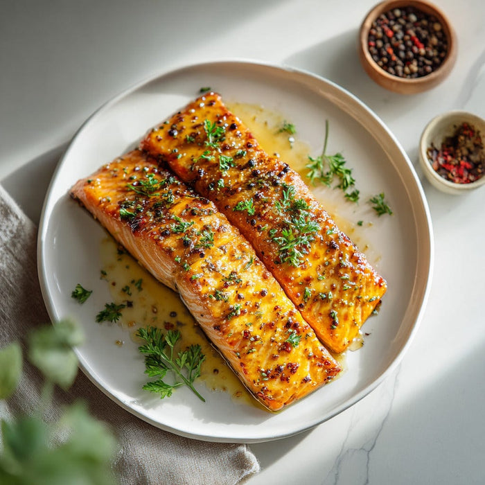 easyChef Pro Honey Mustard Glazed Broiled Salmon