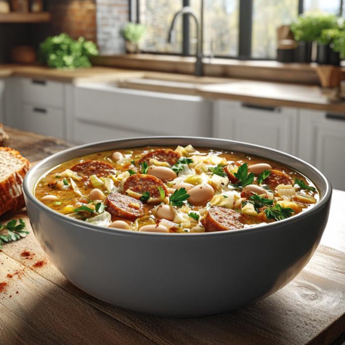 easyChef Pro Hungarian Cabbage and Sausage Bean Soup