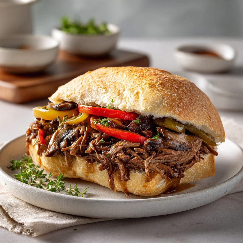 easyChef Pro Italian Beef Sandwiches with Pepperoncini and Mushrooms