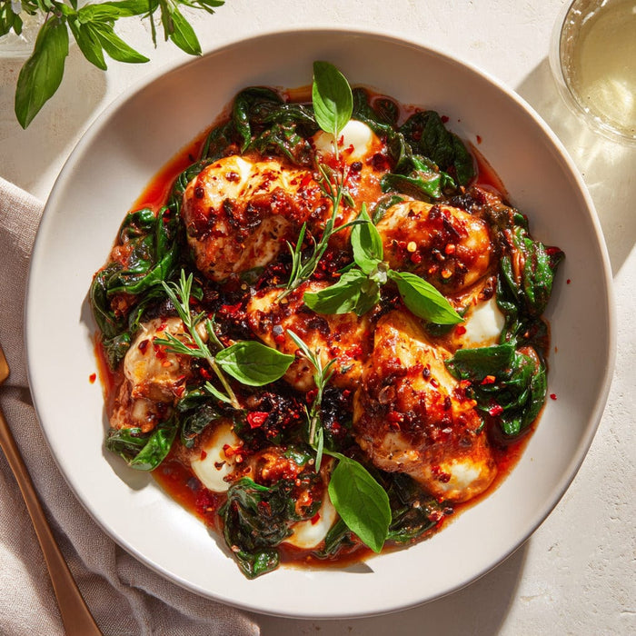 easyChef Pro Italian Chicken Skillet with Spinach and Mozzarella