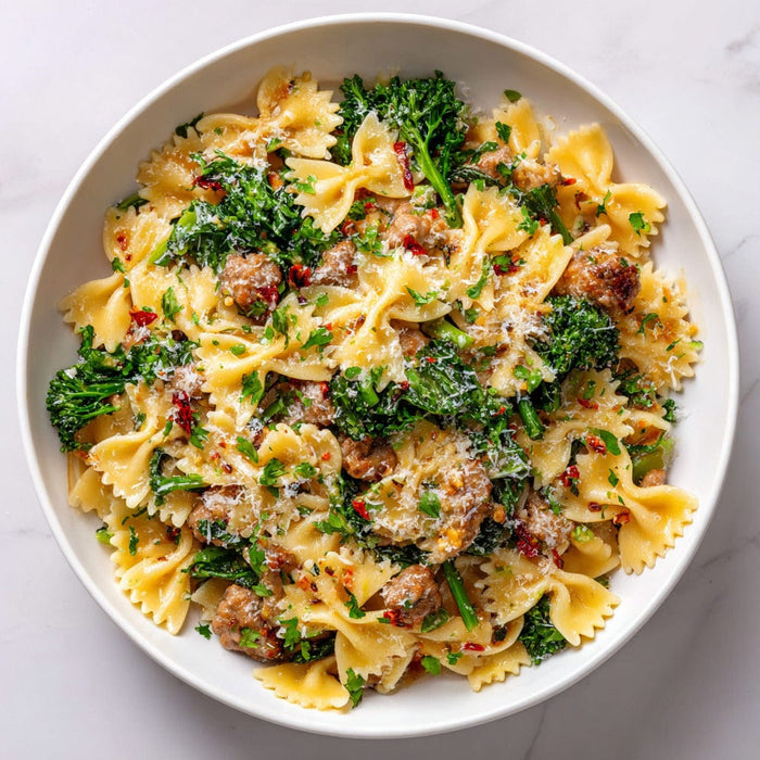 easyChef Pro Italian Sausage Farfalle with Parmesan and Broccoli Rabe