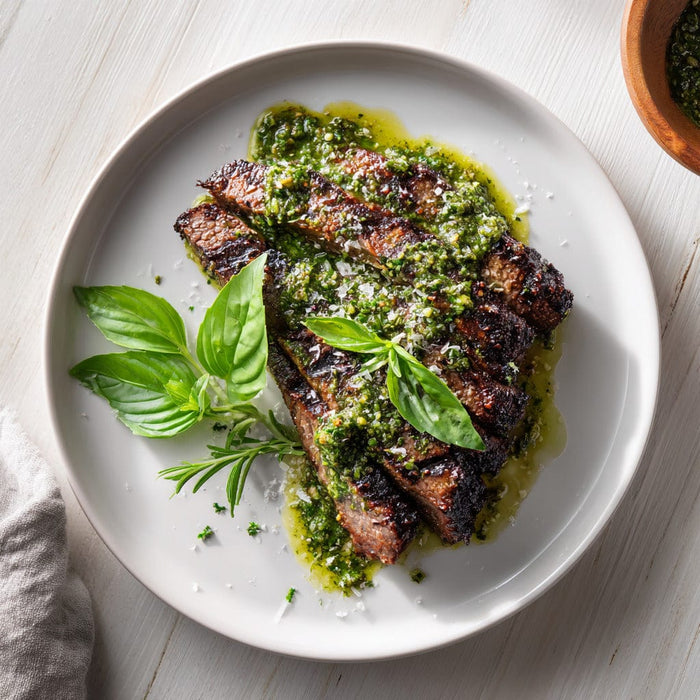 easyChef Pro Lemon Basil Pesto Grilled Flat Iron Steak