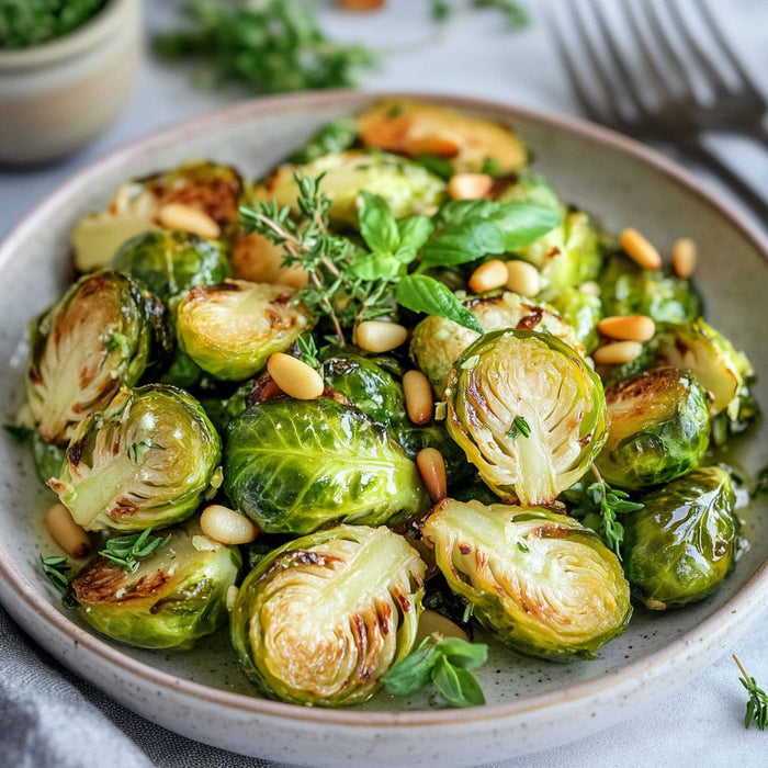easyChef Pro Lemon Butter Roasted Brussels Sprouts with Pine Nuts