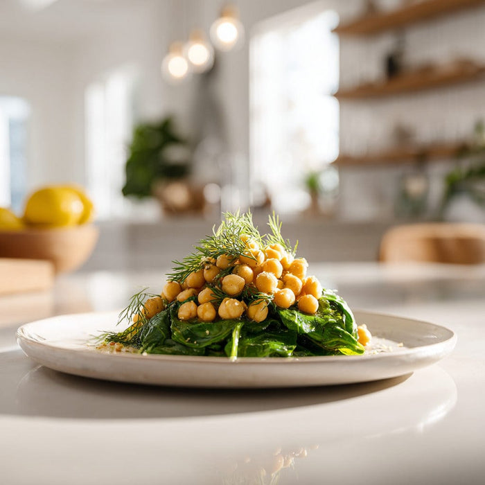 easyChef Pro Lemon-Dill Chickpeas with Sautéed Spinach