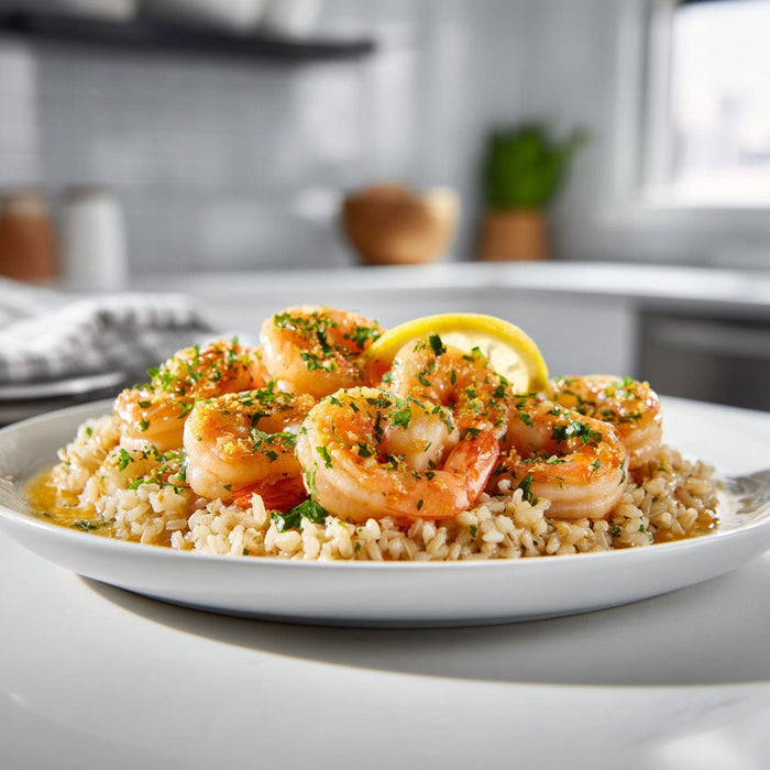 easyChef Pro Lemon-Garlic Shrimp Sauté with Herbed Brown Rice