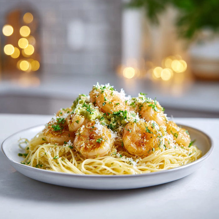 easyChef Pro Lemon Garlic Shrimp Scampi with Avocado and Asiago