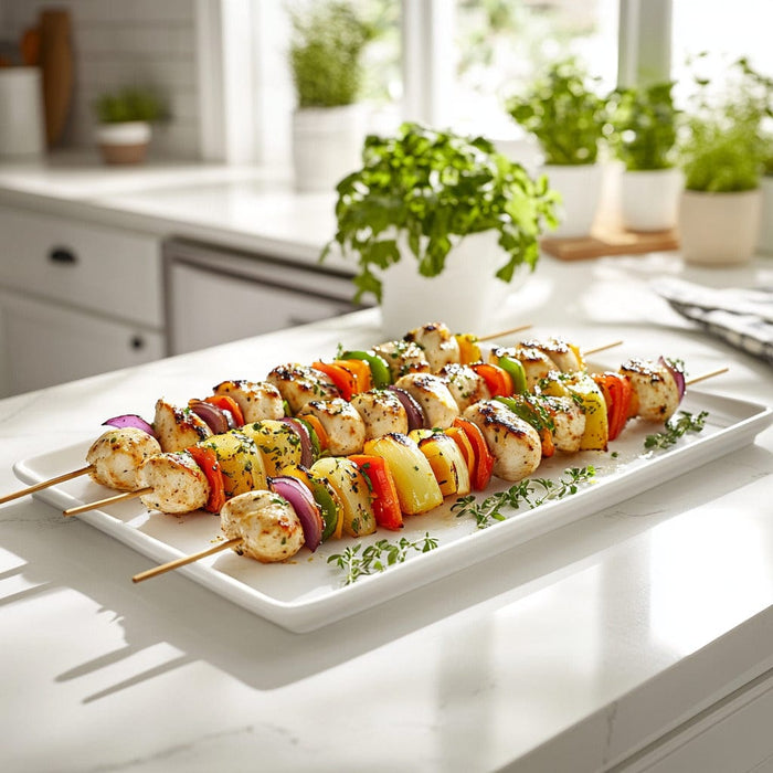 easyChef Pro Lemon Herb Chicken Skewers with Grilled Veggies