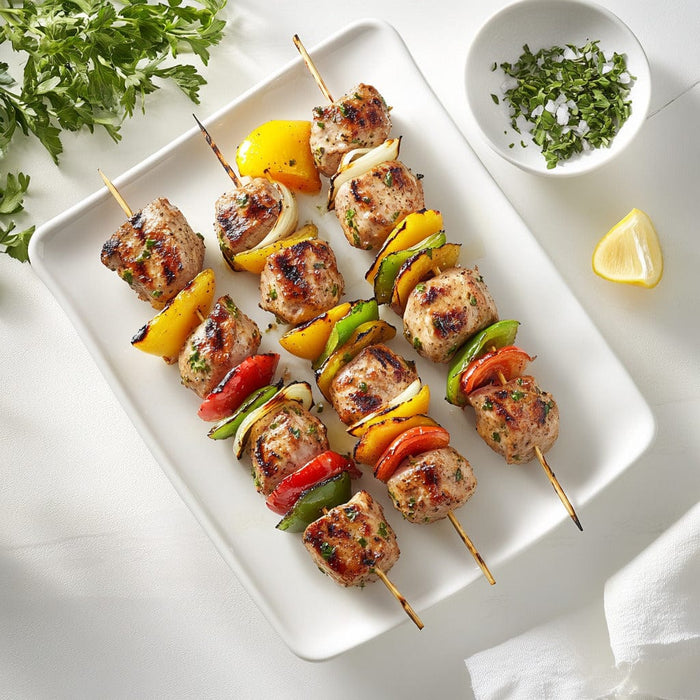 easyChef Pro Lemon Herb Pork Souvlaki Skewers with Bell Peppers