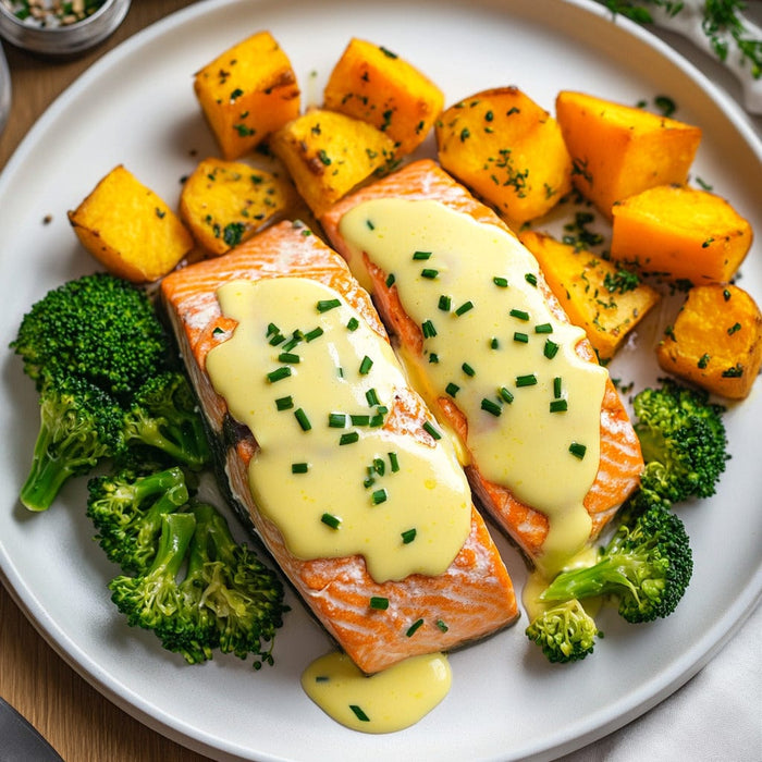 easyChef Pro Lemon-Infused Poached Salmon with Velvety Hollandaise