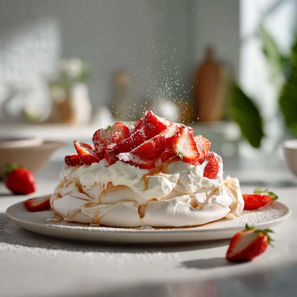 easyChef Pro Lemon Meringue Pavlova with Vanilla Whipped Cream and Fresh Strawberries