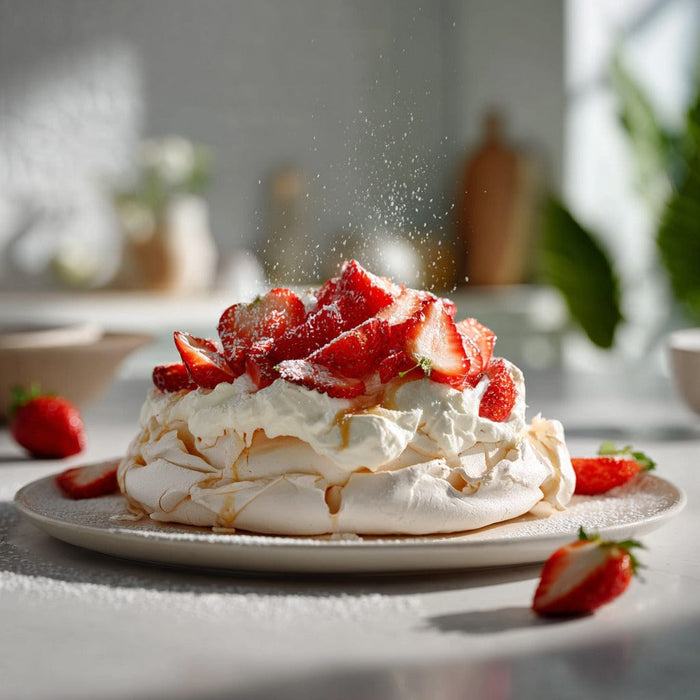 easyChef Pro Lemon Meringue Pavlova with Vanilla Whipped Cream and Fresh Strawberries