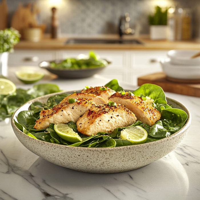 easyChef Pro Lime-Garlic Chicken Spinach Bowl