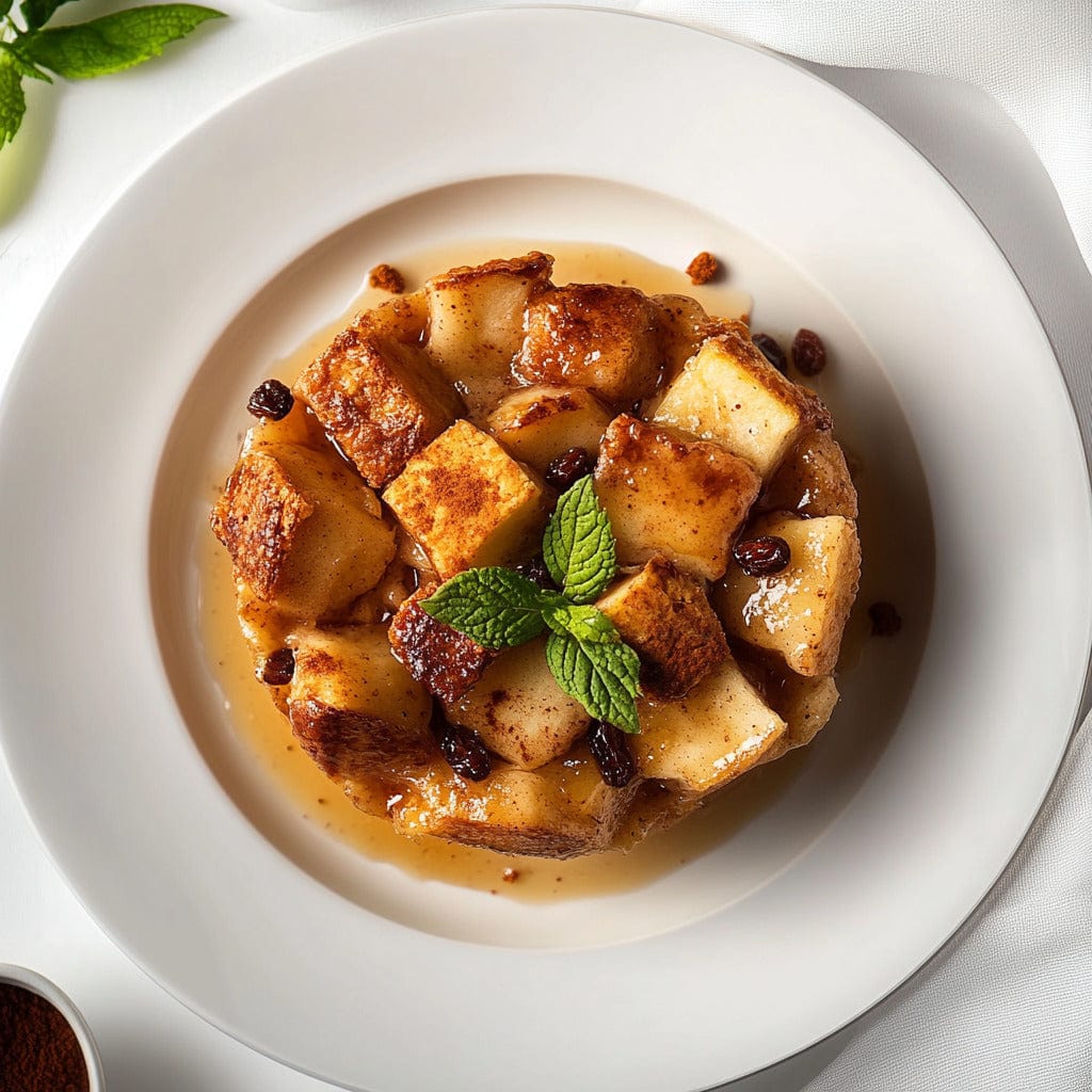 easyChef Pro Luxurious Rum-Infused Apple Raisin Bread Pudding