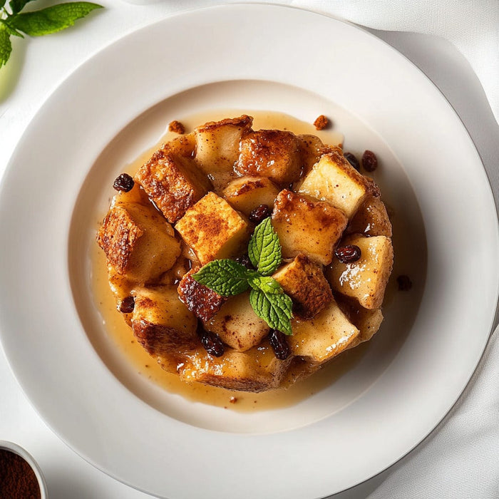 easyChef Pro Luxurious Rum-Infused Apple Raisin Bread Pudding