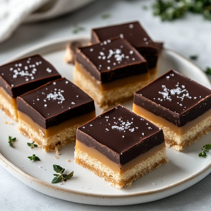easyChef Pro Luxurious Salted Caramel Millionaire's Shortbread with Dark Chocolate Ganache