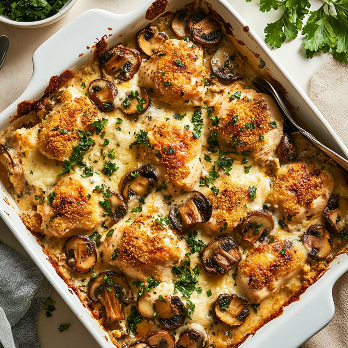 easyChef Pro Muenster Chicken Casserole with Wine-Infused Mushrooms