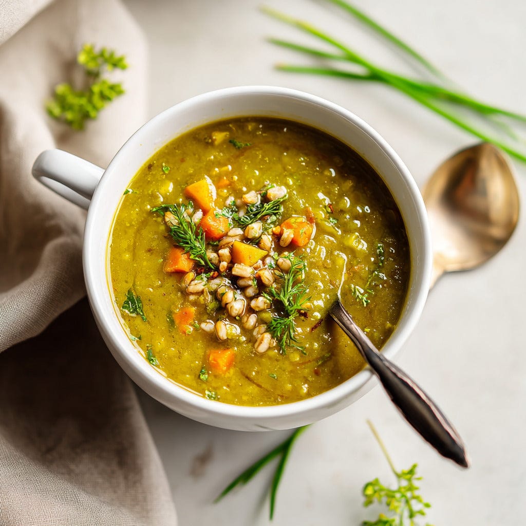 easyChef Pro Nourishing Herb-Infused Vegan Split Pea Soup with Barley