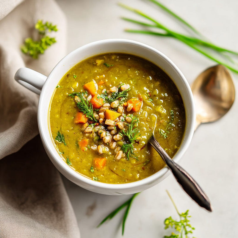 easyChef Pro Nourishing Herb-Infused Vegan Split Pea Soup with Barley