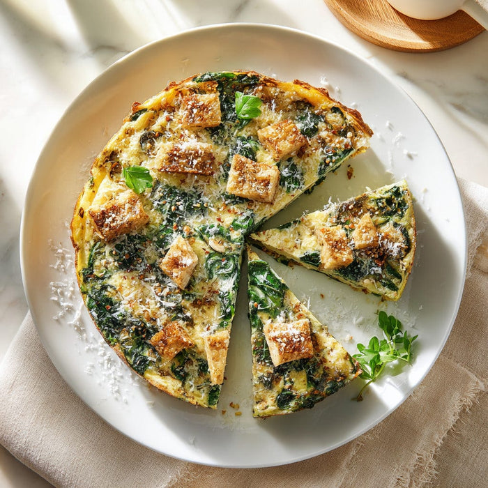 easyChef Pro Nutmeg-Infused Spinach and Matzo Frittata with Parmesan
