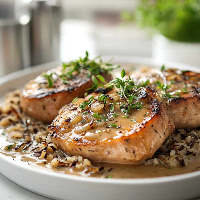 easyChef Pro Onion Soup Pork Chops with Wild Rice Bake