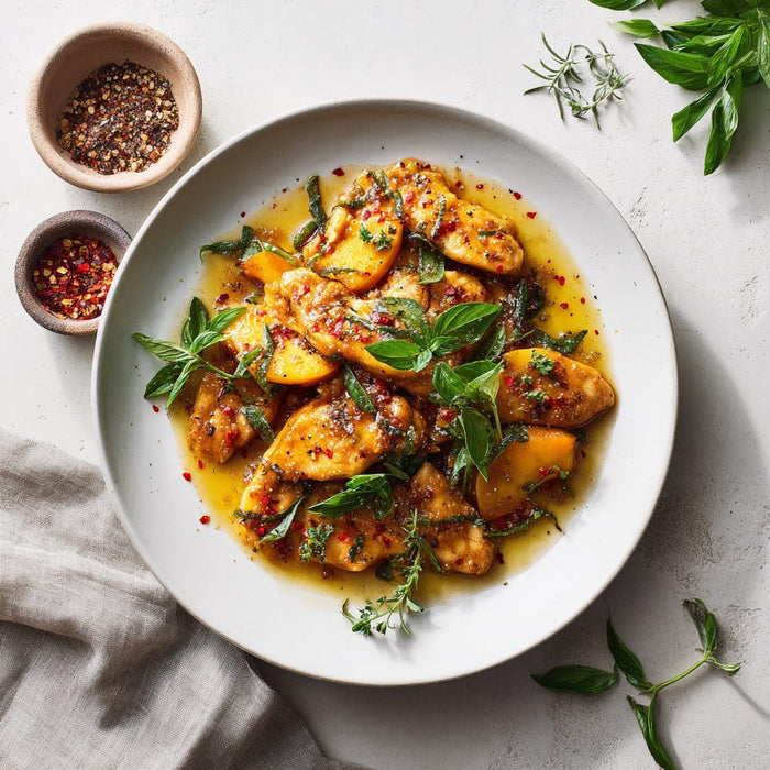 easyChef Pro Peachy Spiced Chicken Sauté with Basil