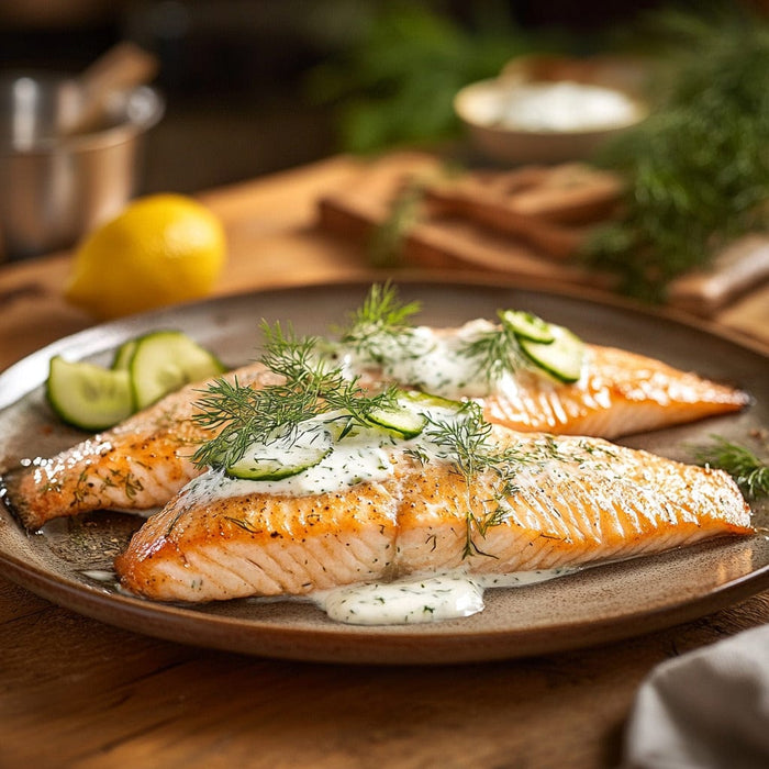 easyChef Pro Rainbow Trout with Creamy Yogurt Sauce