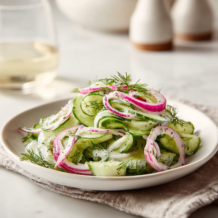 easyChef Pro Refreshing Dill Cucumber Salad with Sour Cream Dressing