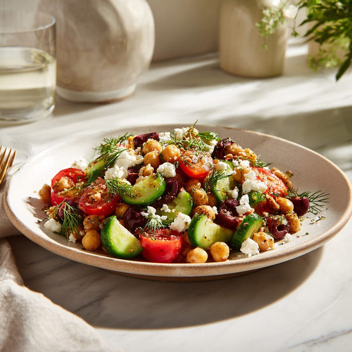 easyChef Pro Refreshing Lemon-Garlic Chickpea Salad with Feta and Fresh Herbs