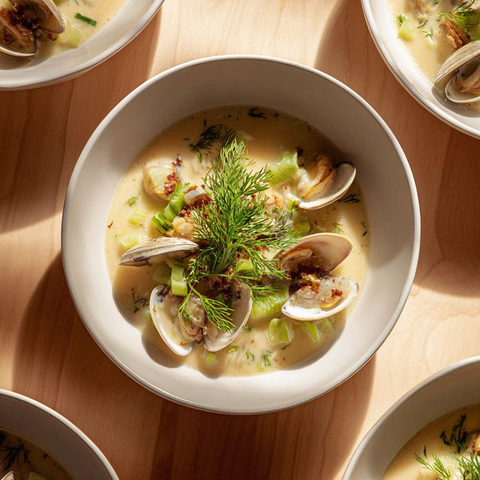 easyChef Pro Rhode Island Clam Chowder with Dill and Celery