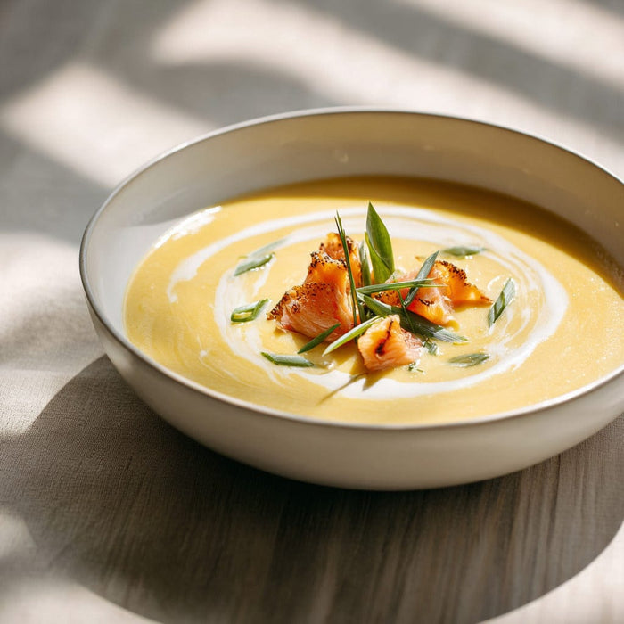 easyChef Pro Roasted Garlic and Smoked Salmon Potato Soup