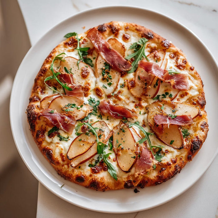 easyChef Pro Roasted Garlic & Pear Prosciutto Pizza with Swiss and Mozzarella
