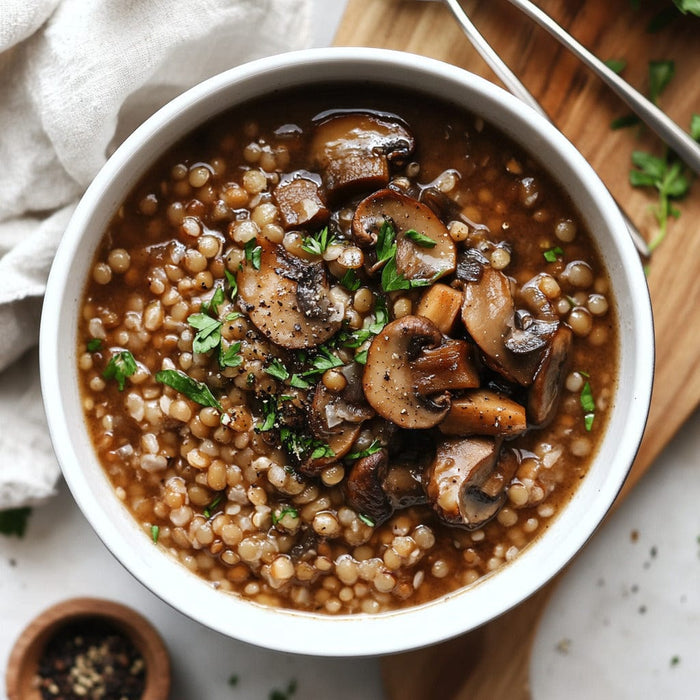 easyChef Pro Rustic Mushroom and Lentil Barley Soup