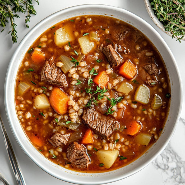 easyChef Pro Rustic Red Wine Beef Barley Soup